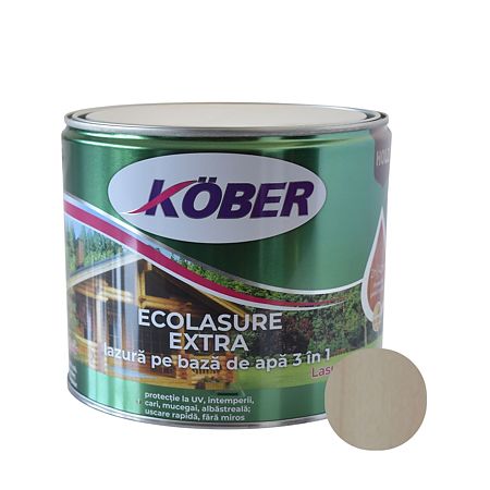 Lazură  Kober Ecolasure Extra 3 in 1 pentru lemn,pe baza de apa, incolor, 2.5 l