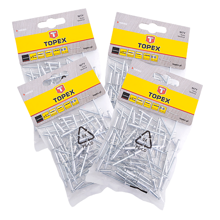 Nituri pop, aluminiu, Topex, 4 x 12,5 mm, 50 bucati