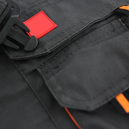 Pantaloni de protectie cu pieptar, tercot, toate sezoanele, gri cu negru, marimea 50