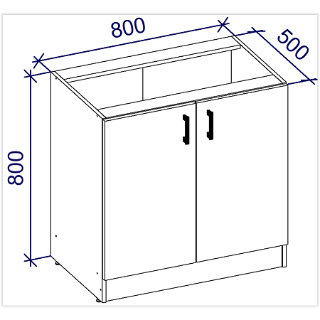 Start corp baza cu 2 usi, pal melaminat, albastru, 80 x 80 x 50 cm