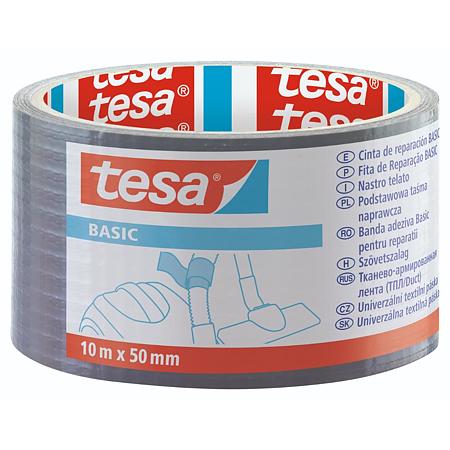 Banda adeziva pentru reparatii Tesa BASIC Duct Tape – 58586,  gri metalizat, 50 mm