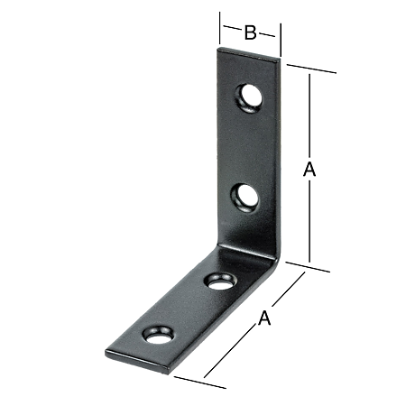 Coltar tip L, din tabla, negru, 60 x 60 x 18 x 2 mm