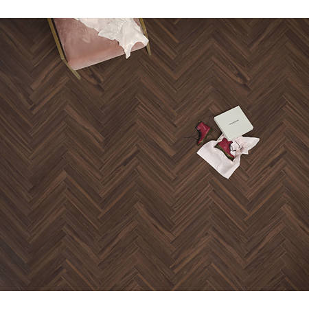 Parchet laminat 8 mm Berry Alloc Chateau+ Walnut Brown B8111, Herringbone B, clasa de trafic 33, OmniLoc A&B, 504 x 84 mm