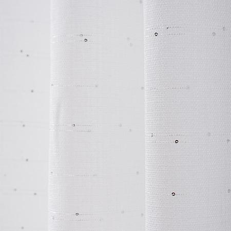 Perdea Sequin 011, poliester, model geometric, alb, 140 x 260 cm