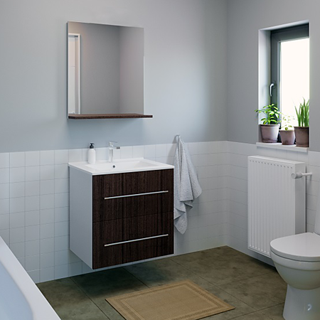 Mobilier baie suspendat Badenmob 054B, masca, lavoar, oglinda cu polita, wenge 