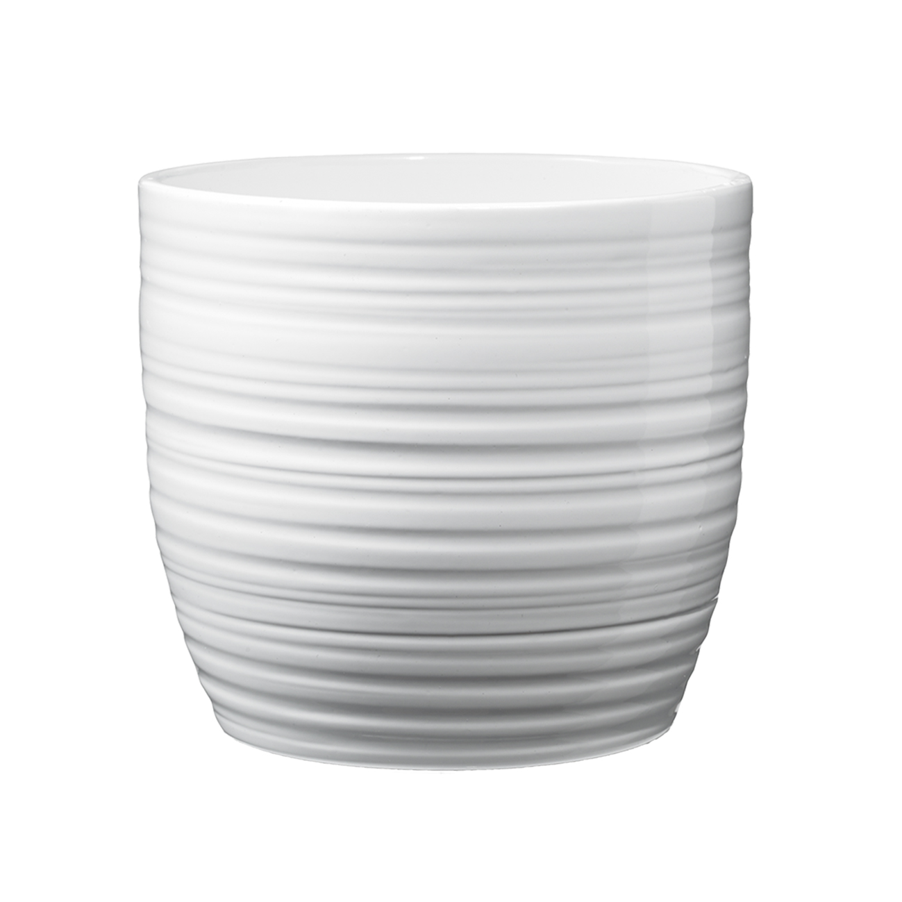 Ghiveci SK Bergamo Pure, ceramica, alb lucios, diametru 21 cm, 20 cm alb