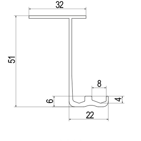 Profil de ghidare superior SDS 9300, aluminiu anodizat mat, lungime 2,5 m