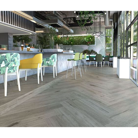 Gresie portelanata interior-exterior Kai Ceramics Pine, grey, aspect de parchet, finisaj mat, 20,4 x 120,4 cm