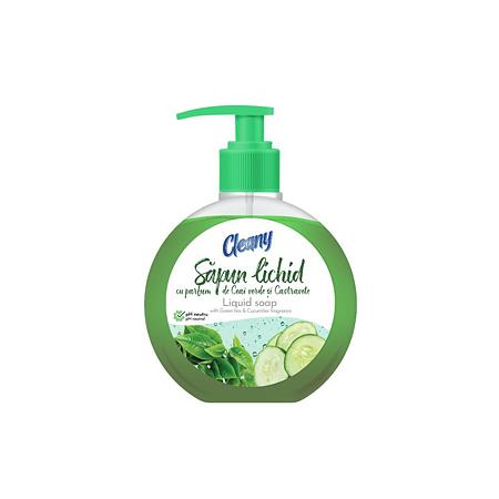 Sapun lichid, Cleany, cu parfum de ceai verde si castravete, 500 ml