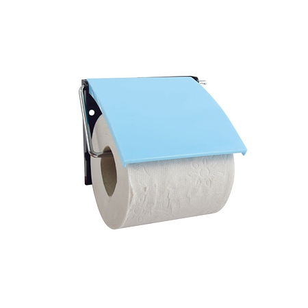 Suport hartie igienica MSV, plastic-metal, bleu, 13 x 15 x 11,5 cm