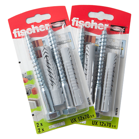 Diblu din nailon cu surub, Fischer UX, 12 x 70 mm, 10 x 100 mm, 2 buc
