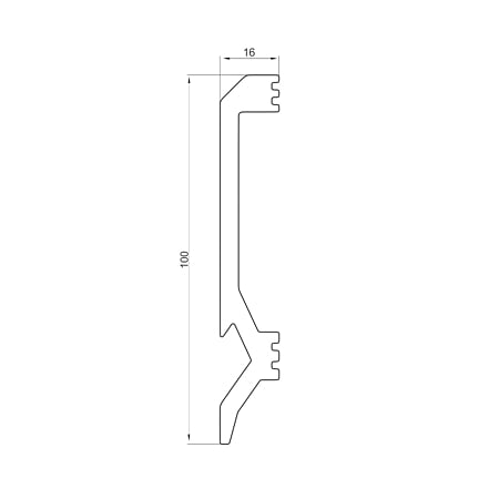 Plinta parchet cu suport led Jad 100, polimer dur, alb, 2200 x 100 x 16 mm