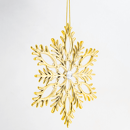 Decoratiune iarna fulg de nea, auriu, 14 cm