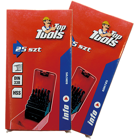 Set 25 burghie Top Tools, Hss 60H725, pentru metal, 1-13 mm