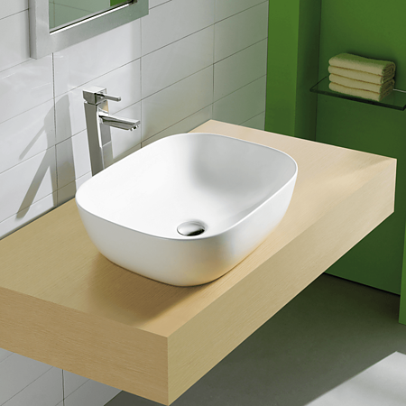 Lavoar dreptunghiular Sanotechnik K421, montaj blat, ceramica, alb, 49 X 39.5 X 15 cm