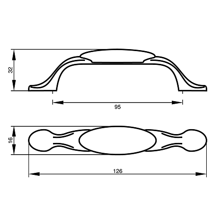 Maner Teko TIP2 2015B-96-05, zamac + portelan, auriu, 96 mm