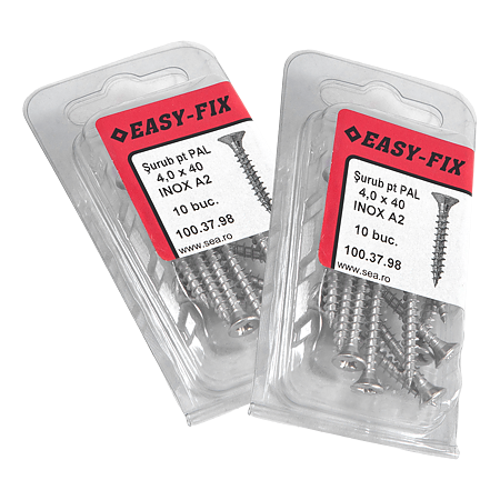 Set holsuruburi, cap inecat, inox, 4 x 40 mm, 10 bucati Set holsuruburi, cap inecat, inox, 4 x 40 mm, 10 bucati