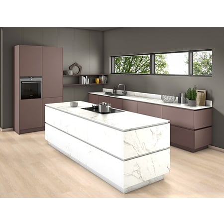 Blat de lucru compact laminat Egger F8001 ST9 Marmura Crystal, colorata in masa, miez colorat, mat, 4100 x 650 x 12 mm