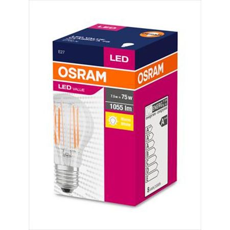 Bec LED Osram CLA75, para, E27, 7.5 W, 1055 lm, lumina calda, 2700 K