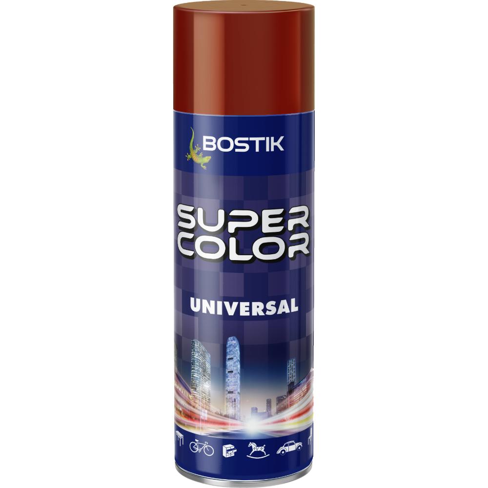 Vopsea spray universala decorativa Bostik Super Color, rosu inchis RAL 3011, mat, interior/exterior, 400 ml 3011