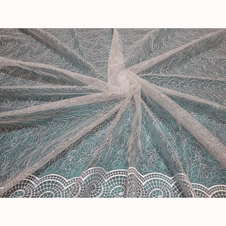 Perdea Flora, poliester, alb, 140 x 245 cm