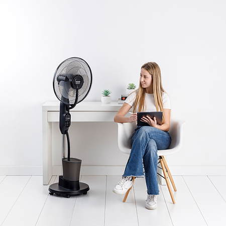 Ventilator nebulizare cu picior Taurus Airbrum 2500, 75 W, 3 trepte, rezervor 2.5 l, negru, H 126 cm