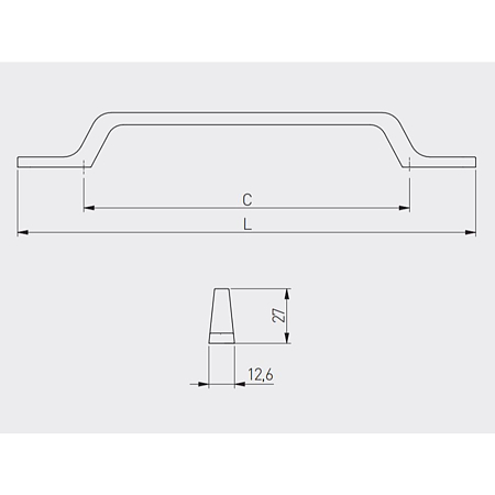 Maner Flavio din zamac, finisaj otel matuit, L 161 mm, 96 mm