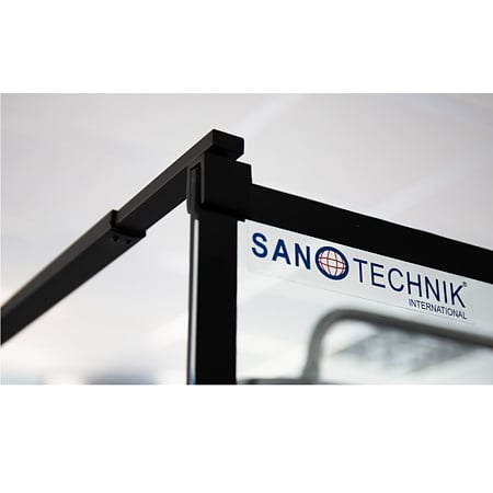 Paravan de dus Sanotechnik Sanoflex Industrial TM120B, sticla decor, EasyClean, profile aluminiu, negru mat, 118-120x200 cm