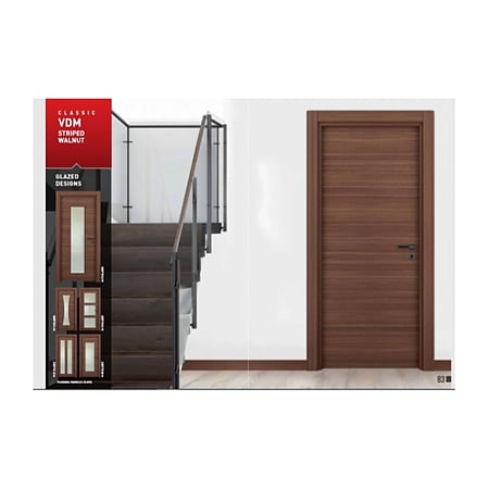 Usa interior plina, Variodor Striped Walnut, nuc, 198 x 80 cm, stanga