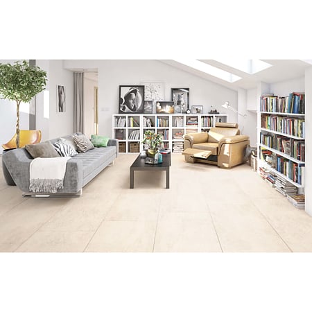Gresie portelanata exterior/interior KAI E-cement beige, rectificata, mat, decor parchet, bej, 120 x 60 cm