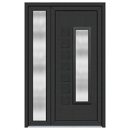 Usa PVC pentru intrare, antracit, 130 x 200 cm, 5 camere, stanga