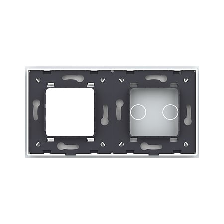 Rama intrerupator dublu + priza simpla Livolo VL-P702/E-4W, sticla securizata, alb