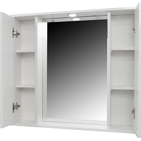 Oglinda cu dulap pentru baie Badenmob, PAL lucios, alb, 2 usi, 1 polita, 75 x 60 x 14 cm Oglinda cu dulap pentru baie Badenmob, PAL lucios, alb, 2 usi, 1 polita, 75 x 60 x 14 cm