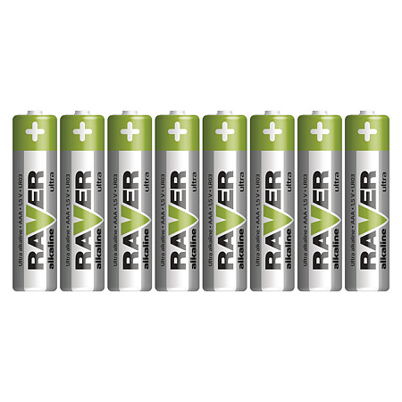 Baterii ultra alcaline Raver, AAA RUA LR03-S8, 1.5 V, 8 buc