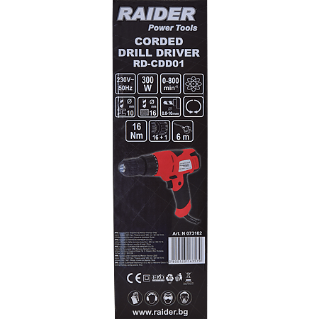 Surubelnita electrica cu fir Raider RD-CDD01, 300W, 16 Nm Surubelnita electrica cu fir Raider RD-CDD01, 300W, 16 Nm