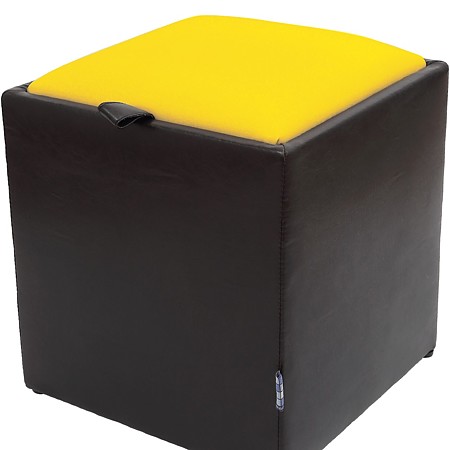 Taburet Box galben/ maro IP, 37 x 37 x 42 cm