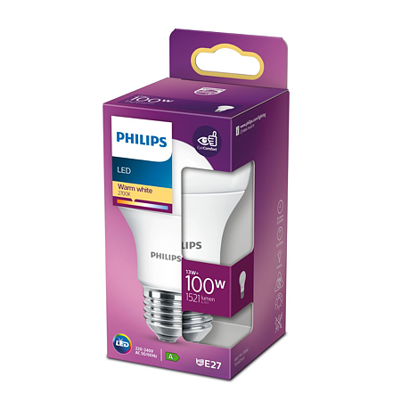 Bec LED Philips cu lumina naturala alba calda, E27, 13 W – 100 W, 2700 K Bec LED Philips cu lumina naturala alba calda, E27, 13 W – 100 W, 2700 K