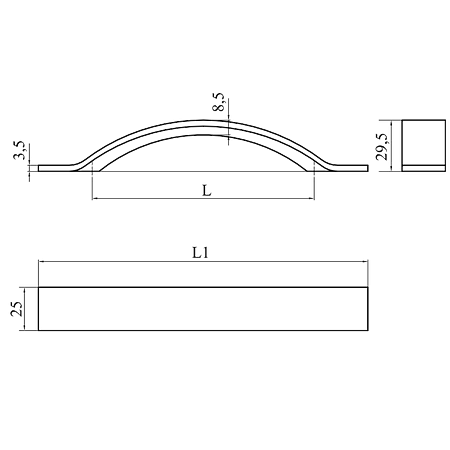 Maner din aluminiu, cromat, 192 mm