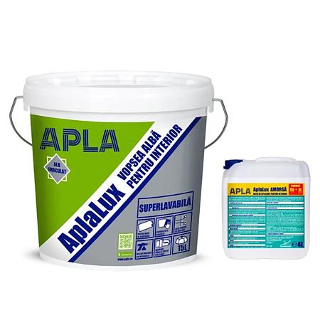 Vopsea superlavabila interior Aplalux, alb, 15 l + amorsa 4 l