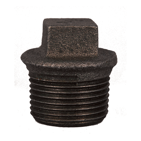 Dop, filet exterior, fonta, negru, 3/4 inch