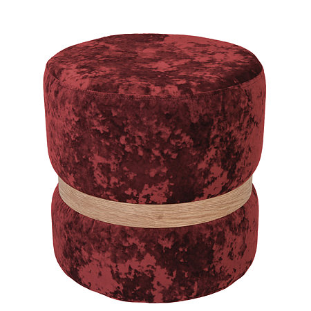 Taburet Ring, inel stejar, catifea visiniu E42, rotund, 38 x 38 x 40 cm