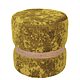 Taburet Ring, inel stejar, catifea galben E51, rotund, 38 x 38 x 40 cm