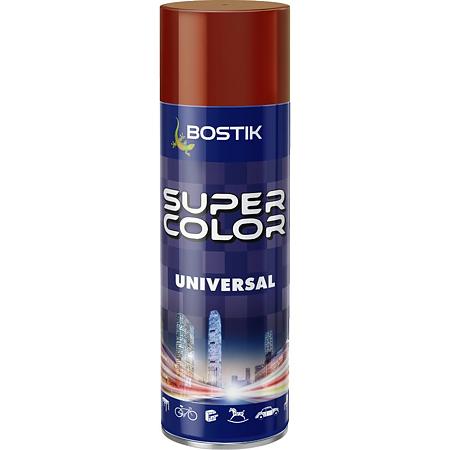 Vopsea spray universala decorativa Bostik Super Color, rosu inchis RAL 3011, mat, interior/exterior, 400 ml