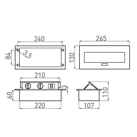 Priza incorporabila GTV cu 2 prize schuko x 2 port USB, aluminiu, 3500 W Priza incorporabila GTV cu 2 prize schuko x 2 port USB, aluminiu, 3500 W