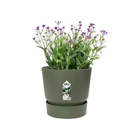Ghiveci Elho Greenville Round, plastic, verde, diametru 14 cm, 12 cm