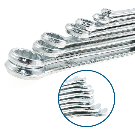 Set 8 chei fixe inelare Top Tools, otel, 6-19 mm
