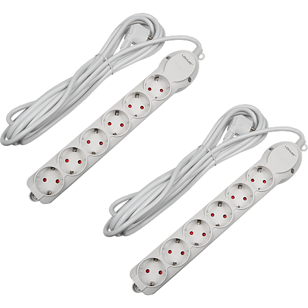 Prelungitor Lohuis cu 6 prize, contact de protectie, 3 m, 3500W, IP20, alb