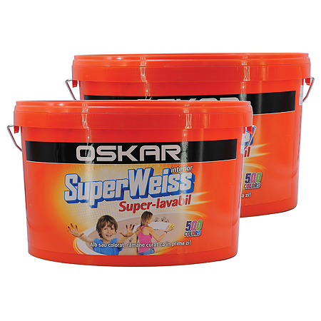 Vopsea lavabila pentru interior Oskar SuperWeiss cu ioni de Ag, 8,5L Vopsea lavabila pentru interior Oskar SuperWeiss cu ioni de Ag, 8,5L