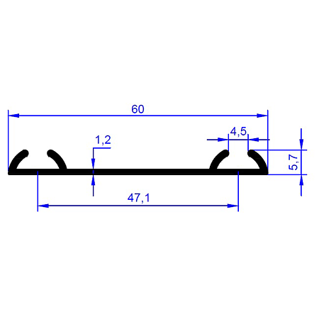 Profil de rulare ER1195, pentru sistem glisare PKL 1/2, 60 mm x 3 m, anodizat mat Profil de rulare ER1195, pentru sistem glisare PKL 1/2, 60 mm x 3 m, anodizat mat