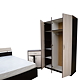 Dormitor modern Dorin, PAL melaminat, pat + dulap + noptiere + comoda, wenge-stejar sonoma
